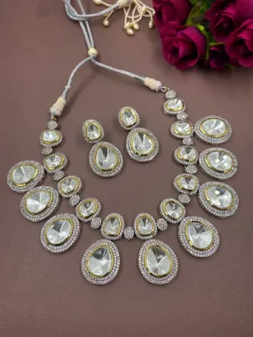 Exclusive Silver Plated Uncut Kundan Polki Necklace Set For Weddings By Gehna Shop