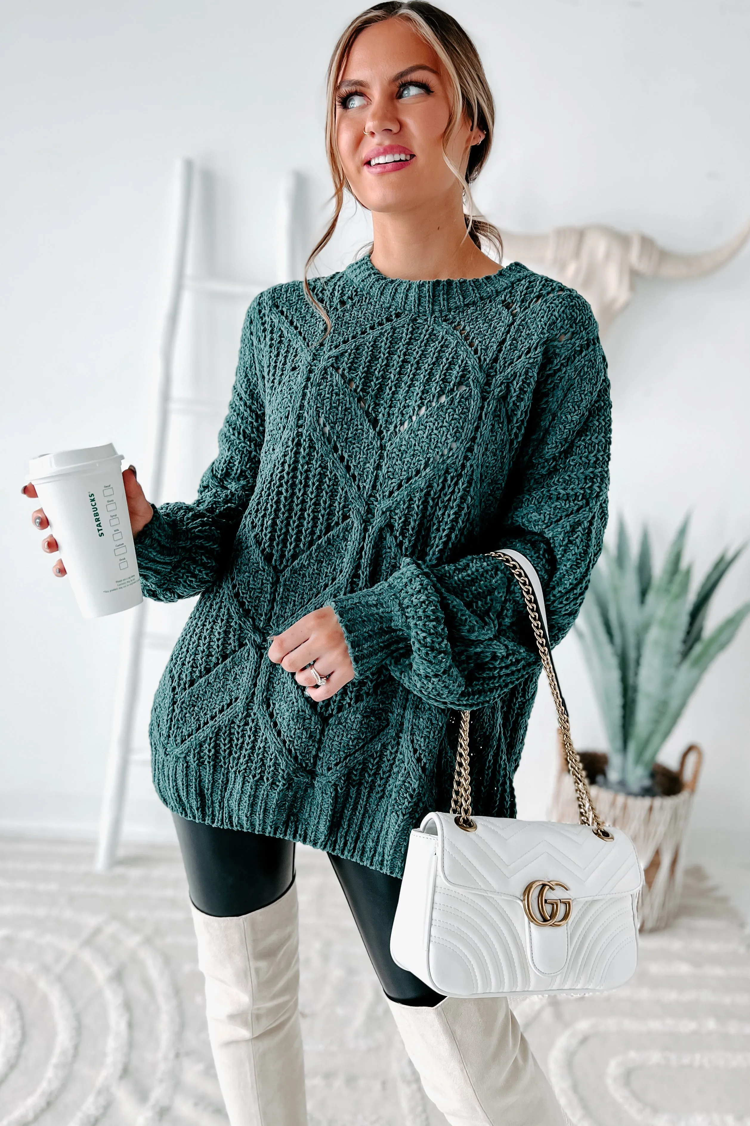 Always Together Oversized Chenille Sweater (Emerald)