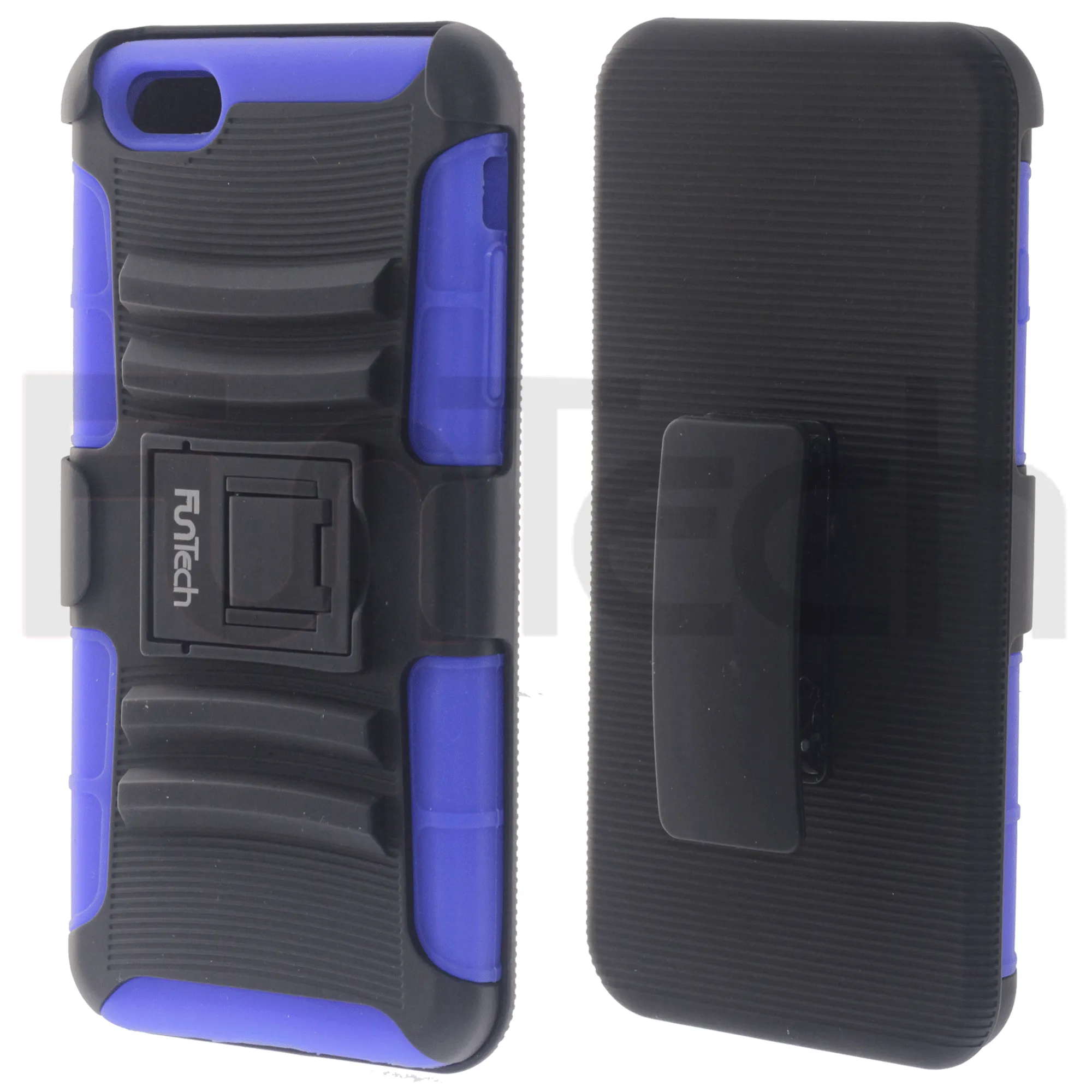 Apple iPhone 6/6S Plus Rugged Shockproof Case with Beltclip, Color Black/Blue