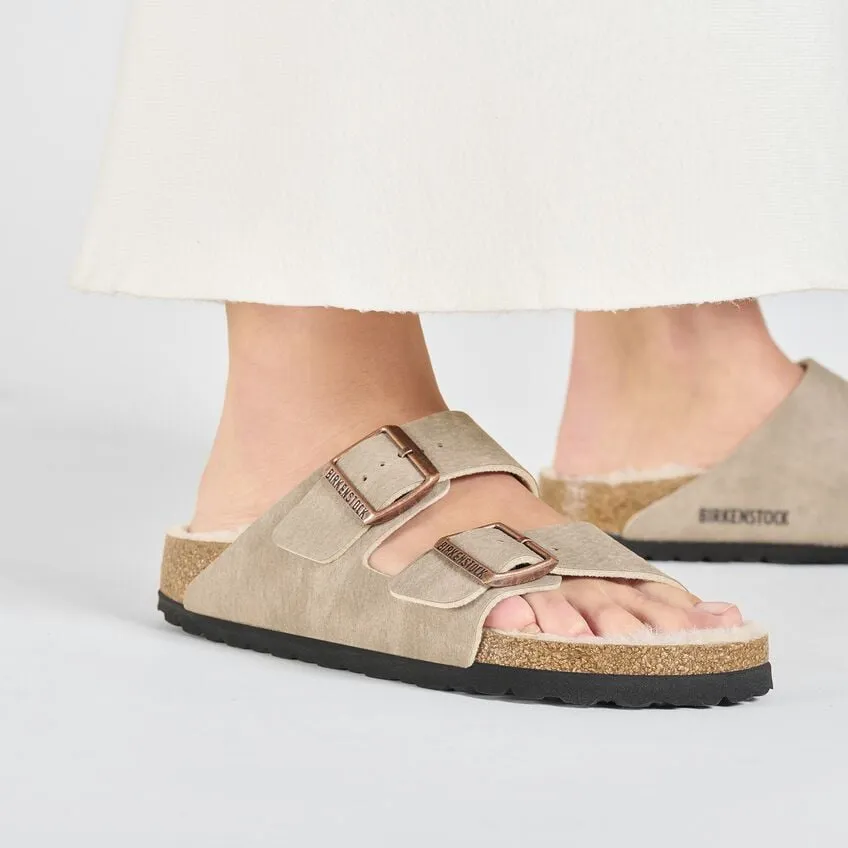 Birkenstock Arizona Shearling Sandal - Desert Grey Taupe