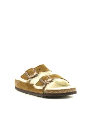 Birkenstock — Arizona Shearling Suede - Mink Regular Width