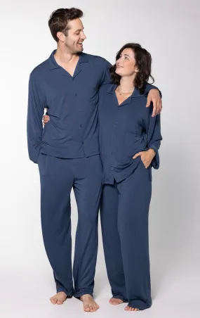 Consciously Cozy Button-Front Matching Couples Pajamas