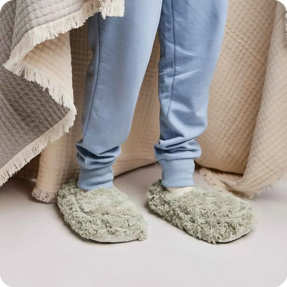 Curly Sage Green Warmies Slippers