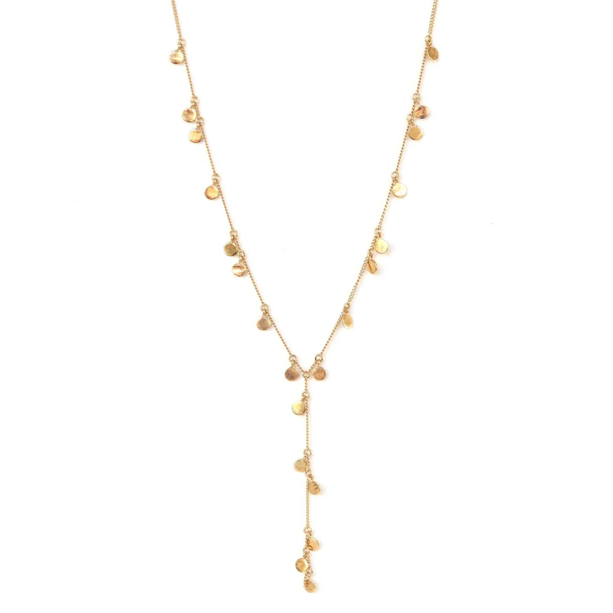 DAINTY POISE DISK Y NECKLACE - GOLD, ROSE GOLD OR SILVER