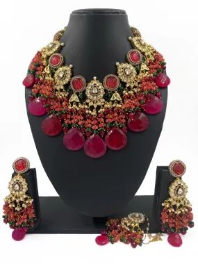 Designer Handcrafted Pink Bridal Necklace Set For Wedding By Gehna Shop