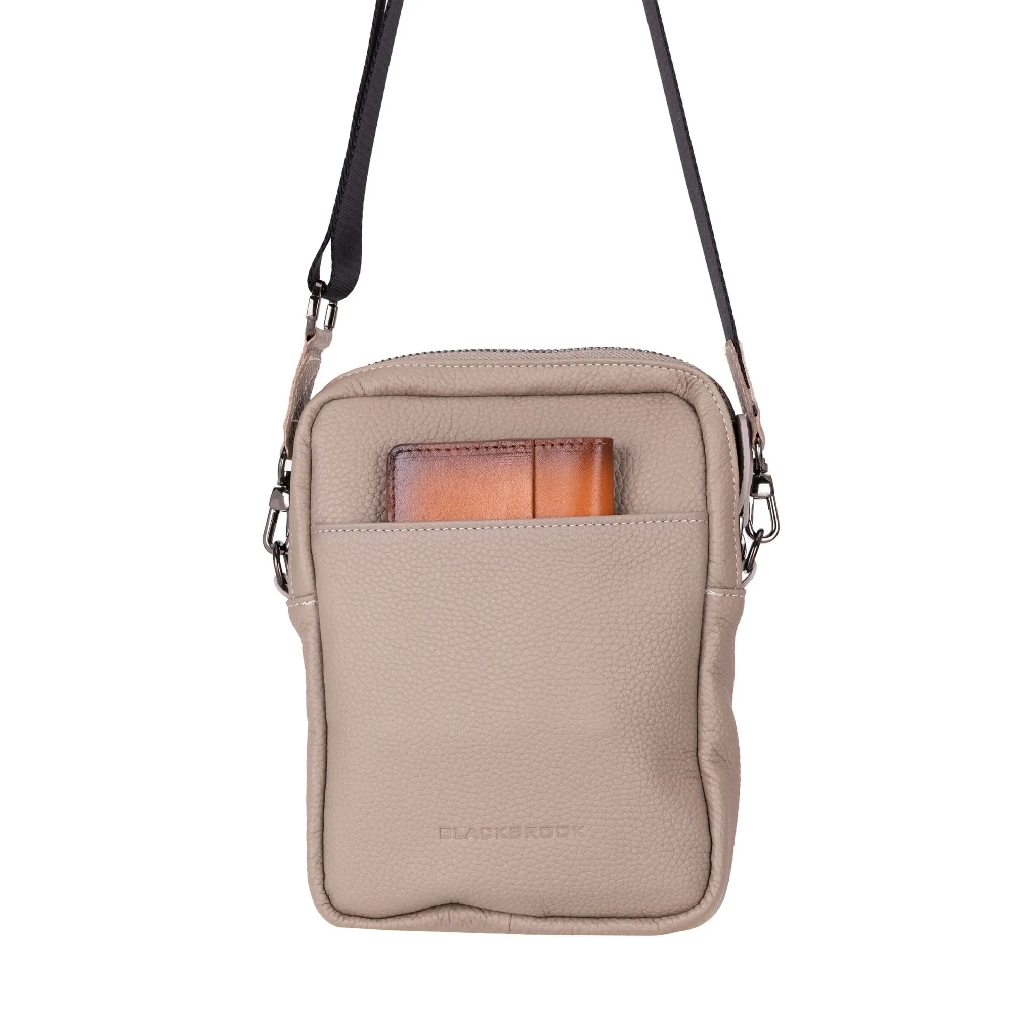 Dillon Crossbody Leather Bag, Grey