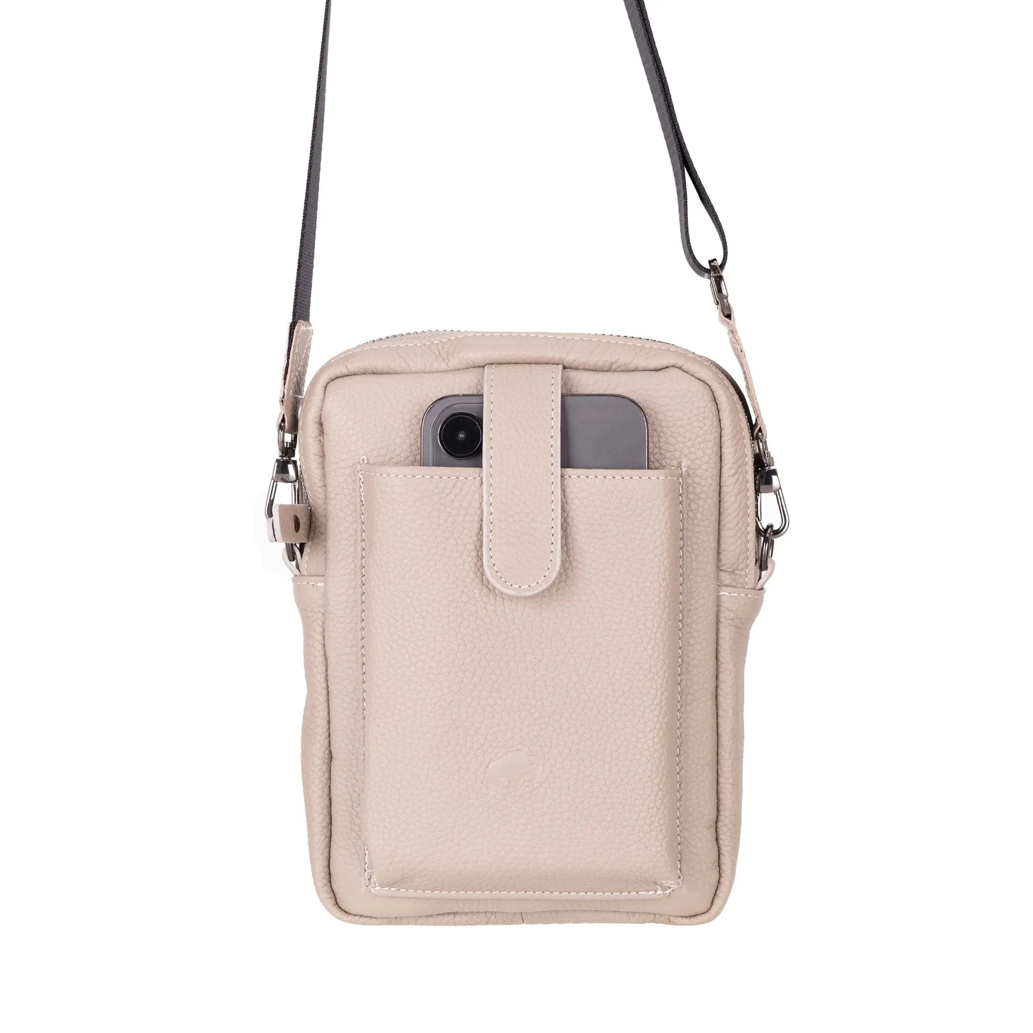 Dillon Crossbody Leather Bag, Grey