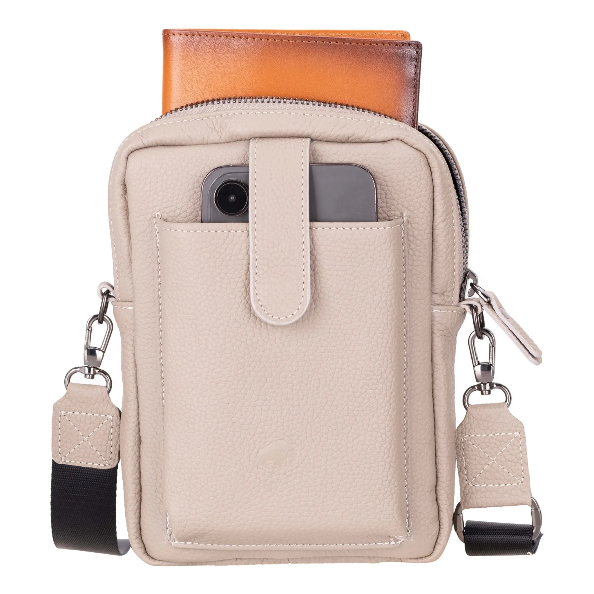 Dillon Crossbody Leather Bag, Grey