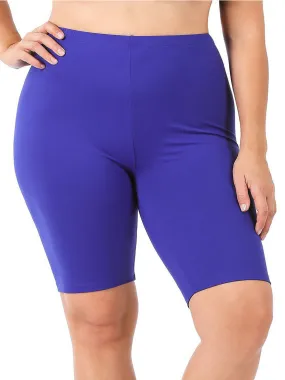 Elany Buttery Soft Plus Size Biker Shorts in Bright Blue