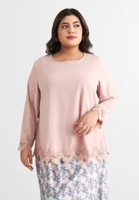 Emina Lace Hem Kurung Top - Pink