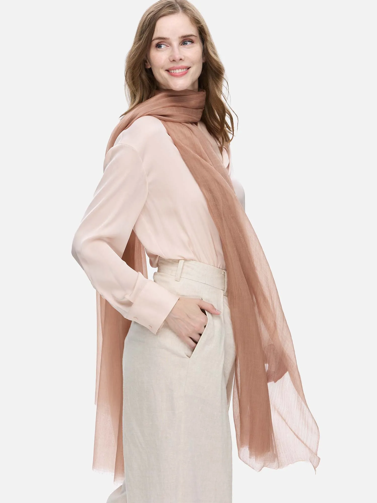 Featherlight Mocha Cashmere Scarf