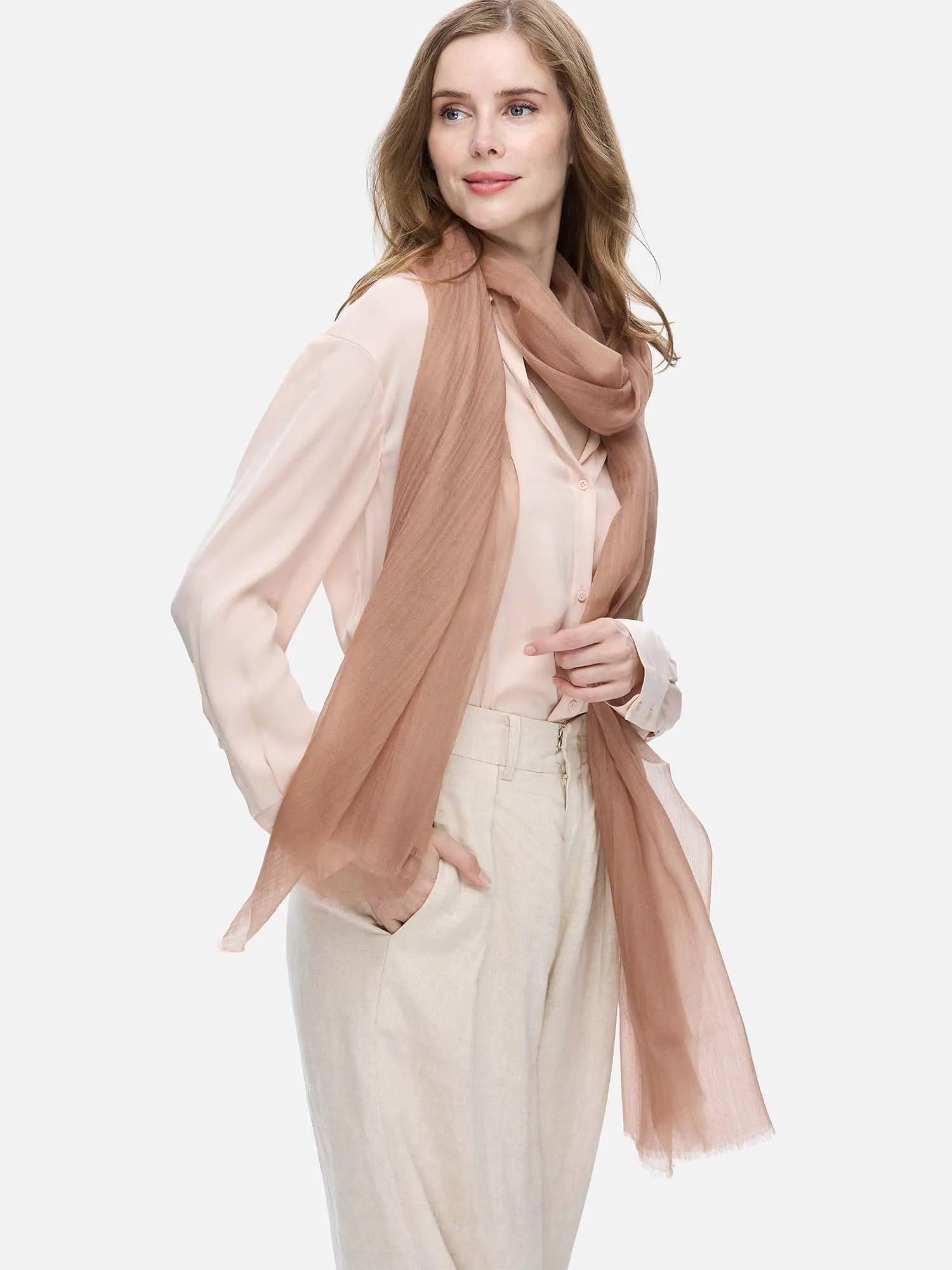 Featherlight Mocha Cashmere Scarf