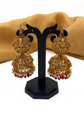 Gold Plated Goddess Lakshmi Temple Jhumka Earrings By Gehna Shop