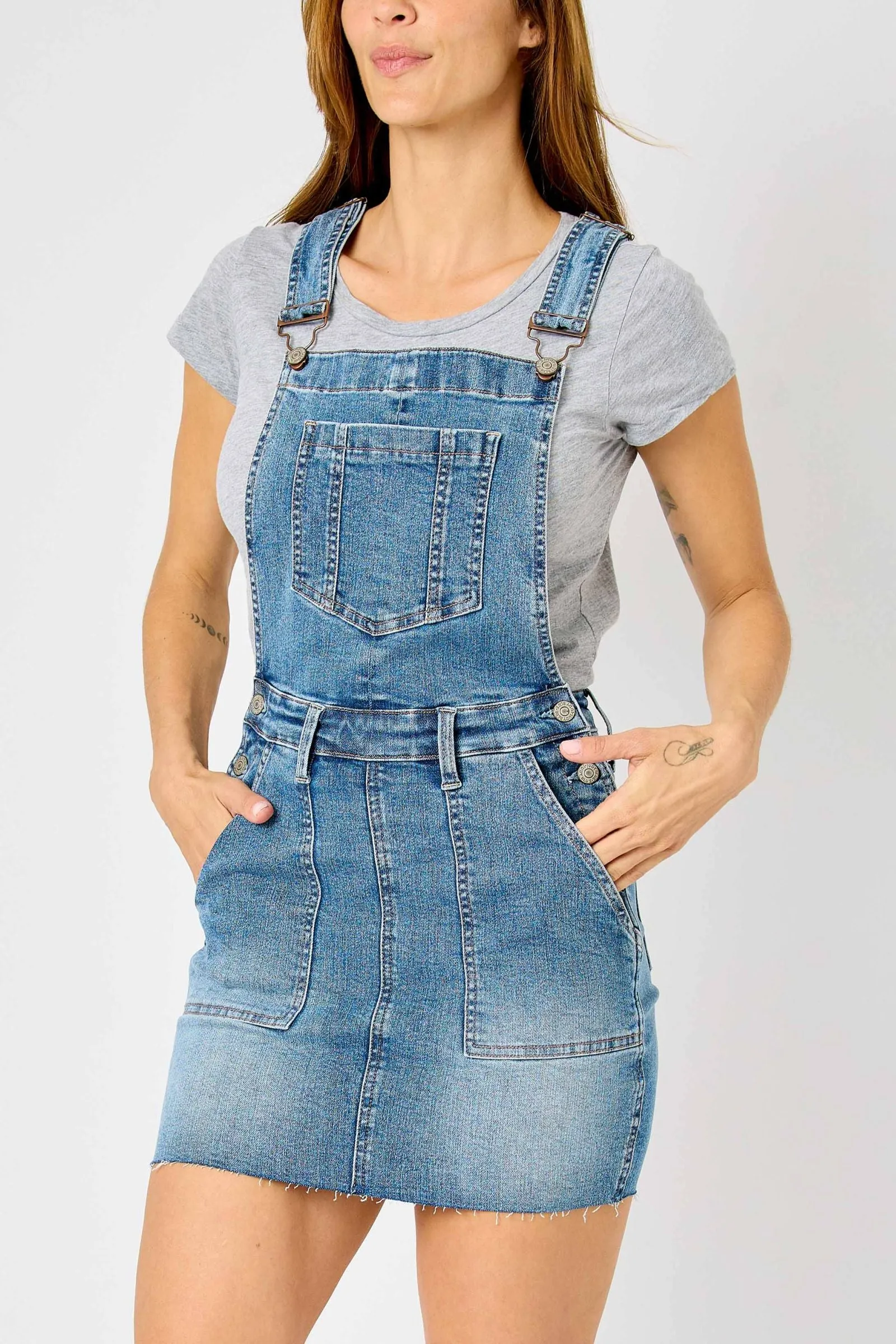 Judy Blue Reg/Plus High Waist Raw Hem Skirt Overalls