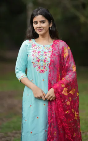 Madhavi Sky Blue (Kurti Dupatta)