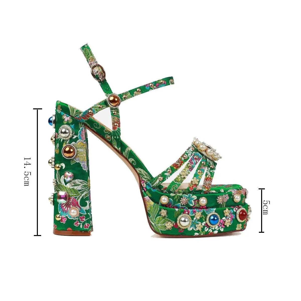 Queen Crystal Embroidery High Heels