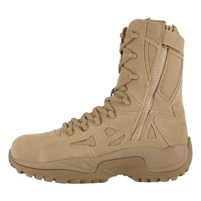 Rapid Response Rb 8 Inch Composite Toe Side Zip Military Work Boot Desert Tan