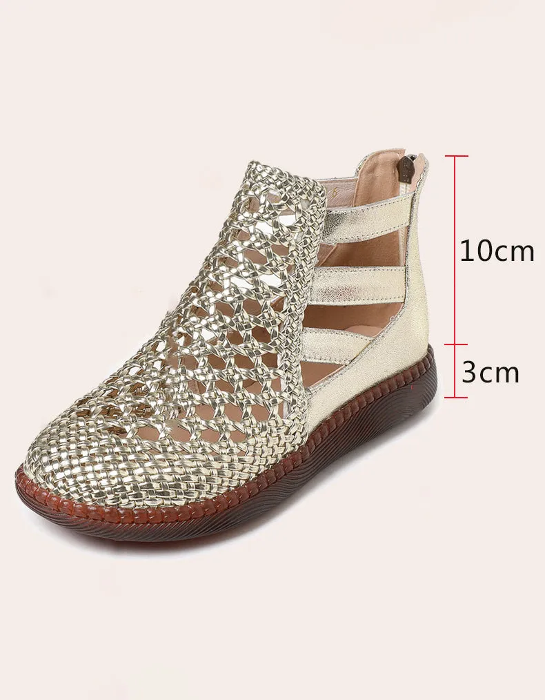 Side Elastic Summer Hollow Flat Sandals 35-43