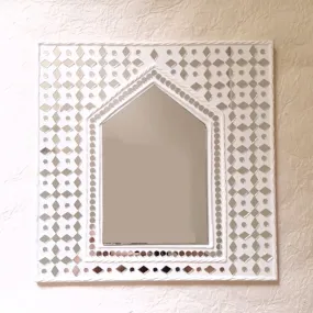 White Sparkles Hut Inspired Mud Decor Mirror