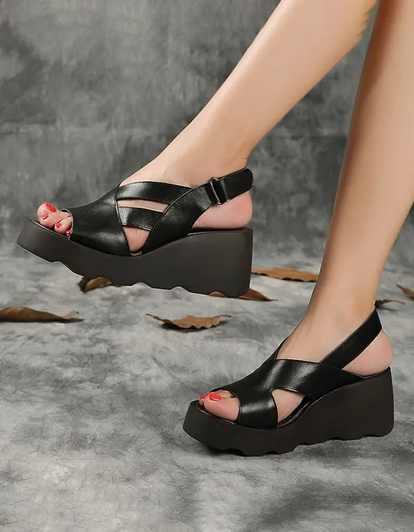 Women Fashion Fish Toe Wedge Sandals Slingback